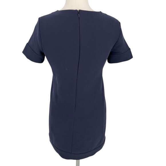 Theory V-Neck Banded Shift Dress Admiral Crepe Light Navy Blue Size 2 - Picture 7 of 10